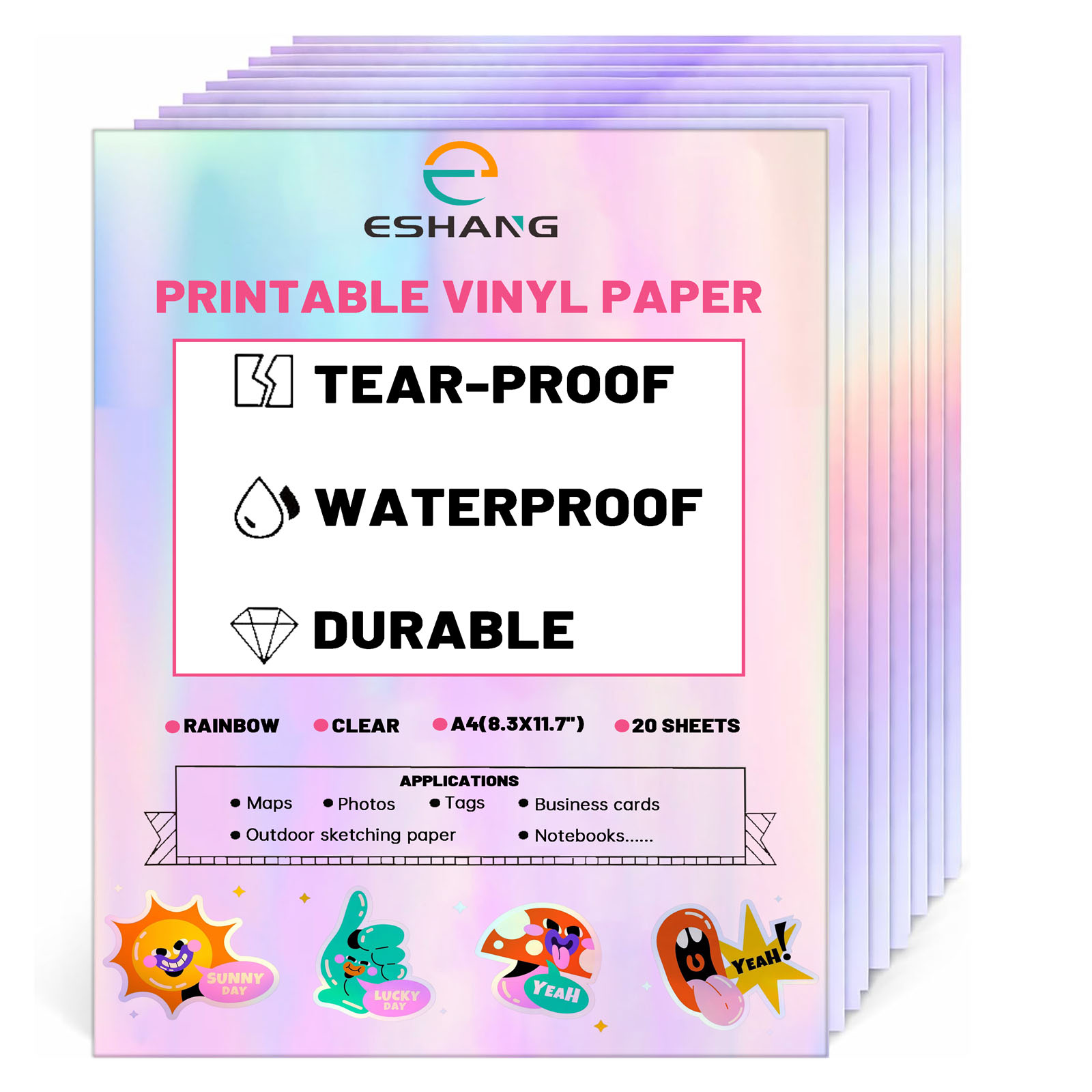 Commercial Vinyl Printing - 20 Hojas de Papel Adhesivo Holográfico