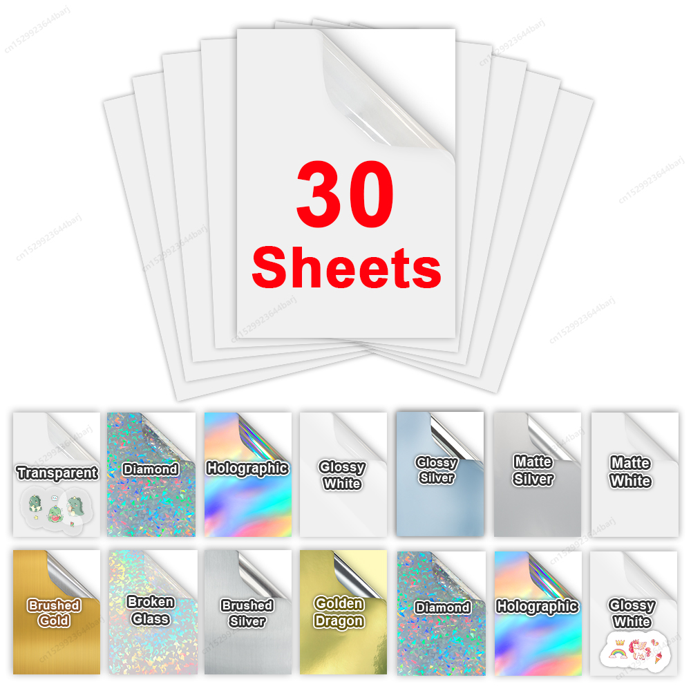 Commercial Vinyl Printing - 30 hojas de papel adhesivo de