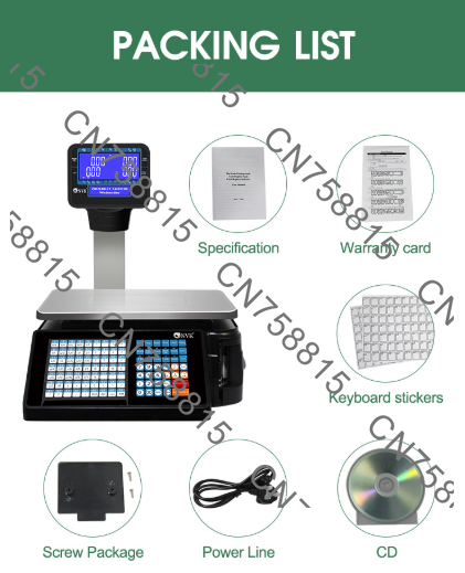 Commercial Printing Options - Báscula electrónica comercial para supermercado con