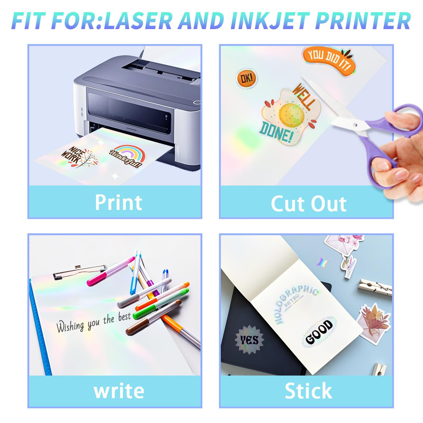 20 Hojas de Papel Adhesivo Hol - Commercial Vinyl Printing reseña y precio